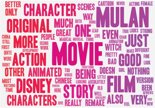 Figure 4. The word cloud of Mulan’s reviews on IMDb.