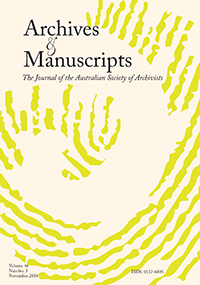 Cover image for Archives and Manuscripts, Volume 46, Issue 3, 2018