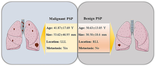 Figure 2 Clinical characteristics of malignant PSP and Benign PSP.