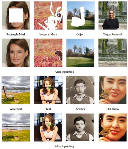 Figure 1. Example of inpainting for different distortion types.