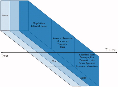 Figure 1. Gender box framework indicating aspects of women’s participation and gender perspectives in sustainable forest management. Note: Adapted and modified from Colfer & Minarchek (Citation2013); Colfer (Citation2013) and Evans et al. (Citation2017).