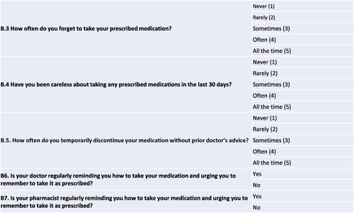 Figure 1 Patient self-reported adherence questionnaire.