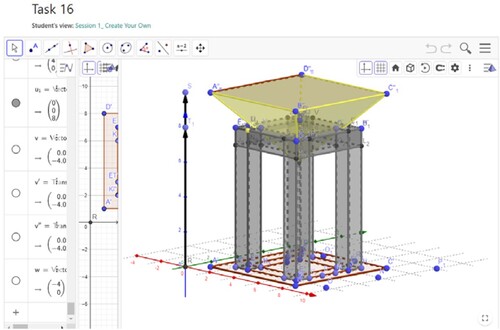 Figure 6. The GeoGebra model of the museum lantern was developed by Teacher 1.