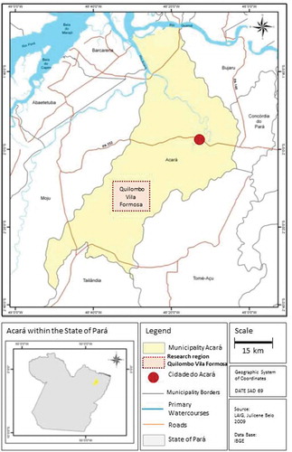 Map 1. The municipality of Acará/Pará/Brazil – Source: Janaina Nunes Muniz based on LAIG (2009) modified by R. Schönenberg.