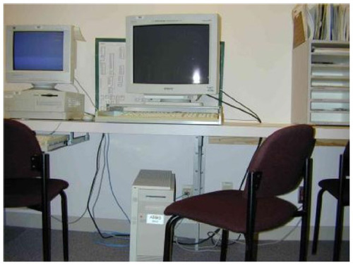 Figure 26 Computer tower is obstructing leg position and access to the desk.