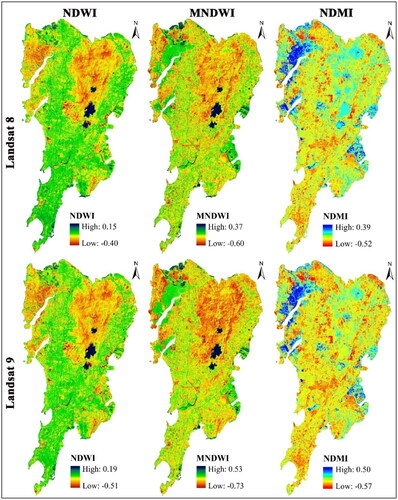 Figure 10. Surface biophysical parameters calculated from Landsat 8 OLI and Landsat 9 OLI-2 data sets.