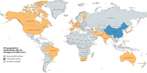 Figure 1 Regions with a decreased RSV infection rate during the COVID-19 pandemic.