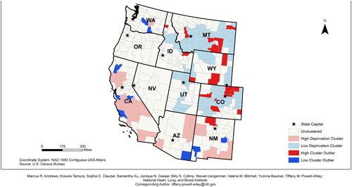 Figure 8. 2010 Western states neighborhood deprivation Anselin Moran's I results.