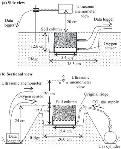 Figure 2. Schematic of the in situ measurement. (a) Side view (b) Sectional view.
