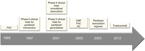 Figure 3 Timeline representing the main treatment options employed under Brazil’s public health system (SUS) for treating breast cancer patients.