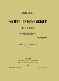 Cover image for Annales de la Société entomologique de France (N.S.), Volume 106, Issue 1, 1937