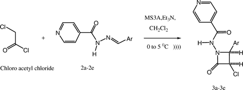 Scheme 3.  Synthesis of 2-azetidinones analogs using Schiff's bases by sonication.
