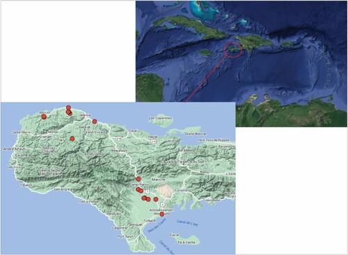 Figure 2. A map of the fieldwork locations and sites visited. Map by authors.