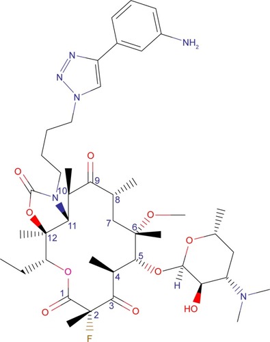 Figure 4 Solithromycin, a fourth-generation macrolide or fluoroketolide antibiotic.