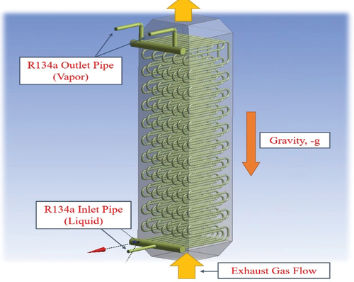 Figure 5. Working fluid and exhaust gas flow gas flow in modeling.