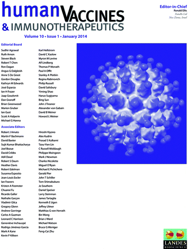 Figure 3. Cover of Human Vaccines & Immunotherapeutics Volume 10 Issue 1 (January 2014).