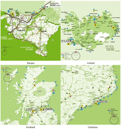 Figure 3. Nationalistic city-region case maps.