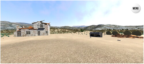 Figure 2. Screenshot of the gameplay. The current game state displays a deteriorated residence as a reflection of the poor level of the variables related to socioeconomic development. Source: LIFE AMDRYC4 (Universidad de Murcia, Citation2021b).