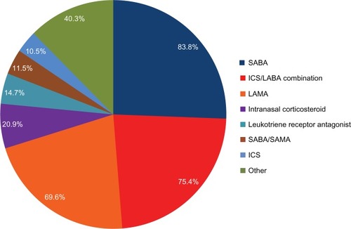 Figure 1 Pulmonary and allergy medications used in over 10% of patients.