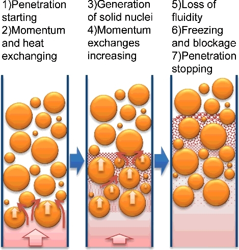 Figure 3. Physical phenomena involved in the freezing and blockage formation during CDAs.