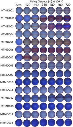 Figure 6. Tribofilm formation at 100 °C.