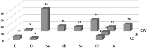 Figure 3. Distribution of the absolute frequencies of all scenes with respect to the two types of coding Class Organisation and Teacher’s Approach.