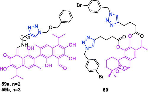 Figure 12. The chemical structures of antifungal compounds 59–60.