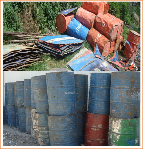 Figure 6. Partial views of raw materials (abandoned barrels) for Tub and Griddle Pan handcrafting.Source: Field survey, 2021.
