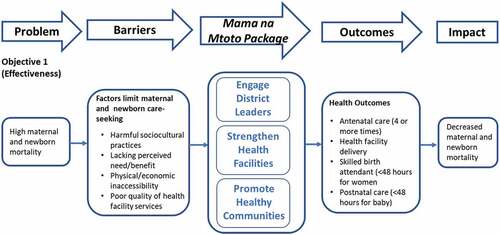 Figure 1. Mama na Mtoto logic model showing the two research objective pathways.