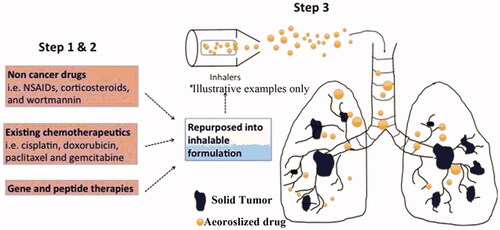 Figure 1. Illustrating the various inhalational approaches for lung cancer. Reproduced with permission from (Lee et al., Citation2018).