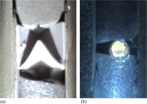 Fig. 6. Object 1. a) TUDV tube seen from the inside. b) new TDV tube without incline seen from the inside during ongoing test 3.