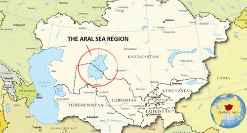 Figure 1. The studied region of the Aral Sea. Source: Nations Online (Citation2022).