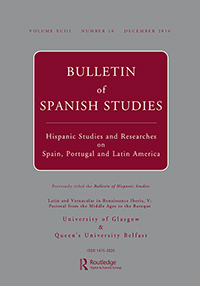 Cover image for Bulletin of Spanish Studies, Volume 93, Issue 10, 2016