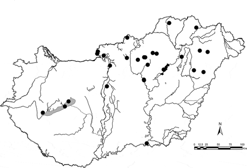 Fig. 38. Distribution of Stephanodiscus triporus/vestibulis in Hungarian waters.