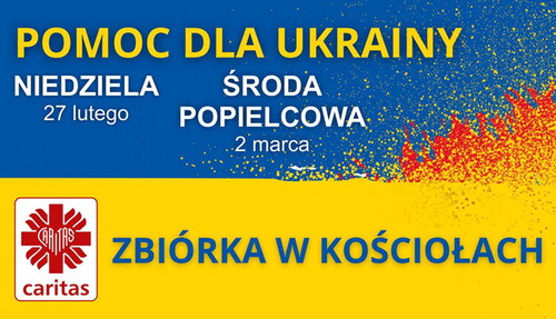 Figure 4. Charity poster of the archdiocese of gniezno appealing for fundraising for Ukrainian refugees (author unknown). [Pomoc dla Ukrainy → Help for Ukraine]. [Niedziela, 27 lutego → Sunday, 27th February]. [Środa popielcowa, 2 marca → Ash Wednesday, 2nd March]. [Zbiórka w kościołach → Collection in churches]. Source: “Zbiórka na pomoc uchodźcom wojennym z Ukrainy.” 2023. Accessed 11 February 2023. https://archidiecezja.pl/zbiorka-na-pomoc-uchodzcom-wojennym-z-ukrainy/