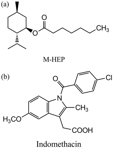 Figure 1. The chemical structure of (a) M-HEP and (b) IM.