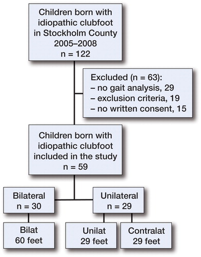 Figure 1. Flowchart of children with idiopathic clubfoot who were included and group division within the study.