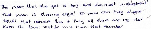 Figure 16. Use of fair share reasoning by S108 to argue that the calculated mean value was too high