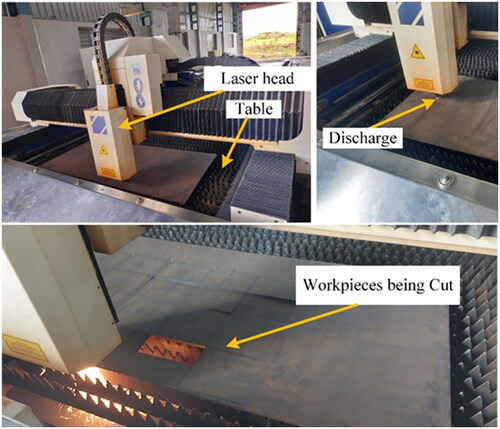 Figure 2. Fibre laser cutting process of workpiece.