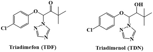Figure 1. The structural formula of triadimefon (TDF) and triadimenol (TDN).