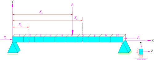 Figure 6. Geometry of the simply supported beam-column and its cross-section: case 4.