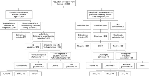 Figure 2 The distribution of subjects with the 2 different detection strategies: conventional detection and telemedicine screening with imaging devices.