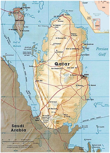Figure 3. Map of Qatar, showing the location of Doha on the eastern coast (https://www.google.com.qa)