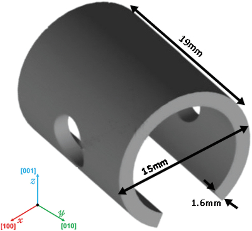 Figure 1. Schematic representation of a c-ring test piece with orientation reference (image adapted from Brooking et al. [Citation7]).