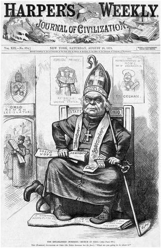Figure 1. Archbishop John B. Purcell of Cincinnati, as portrayed by Thomas Nast on the cover of harper’s weekly, August 28, 1875.
