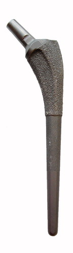 Figure 1. Mallory-Head Porous stem, with a porous coating on the proximal third, a grit-blasted surface on the middle third, and a smooth satin-textured surface on the distal third.