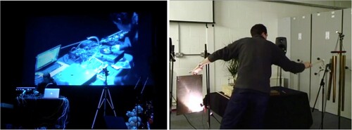 Figure 1. Performance at NIME 2012, Stapleton (left) in Ann Arbour, USA and Davis (right) in Bournemouth, UK.