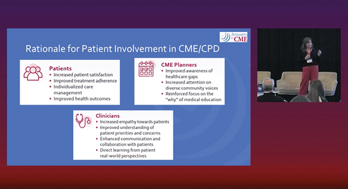Figure 7. Oral poster presentation “Patient-centric CME: A paradigm shift in medical education” by Meghan Coulehan (Answers in CME) highlighting the rationale for patient involvement in CME-CPD.