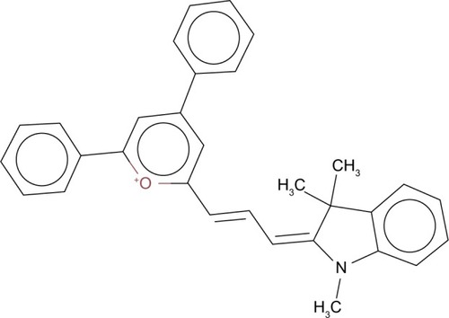 Figure 1 Chemical structure of the di-phenyl-tri-methyl-indolene-pyranilium compound BAS00127538.