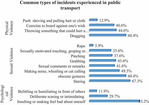 Figure 2. The common types of incidents in public transport in Hawassa city.